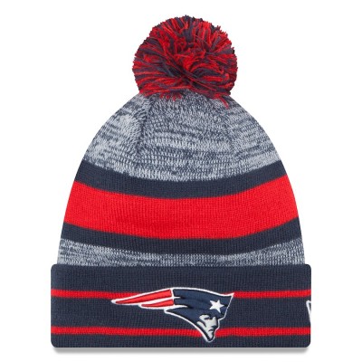 Men's New England Patriots New Era Navy Team Logo Cuffed Knit Hat with Pom 2830210